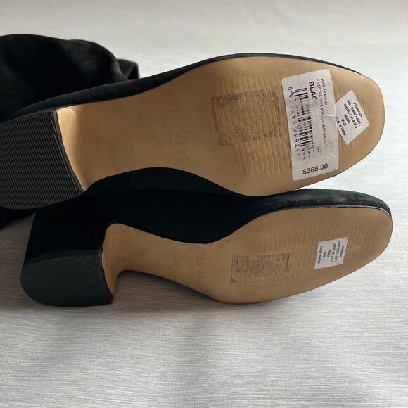 TED BAKER Ayannah Over The Knee Suede Stretch Leather Black Boots US Size 7 New - Picture 12 of 15